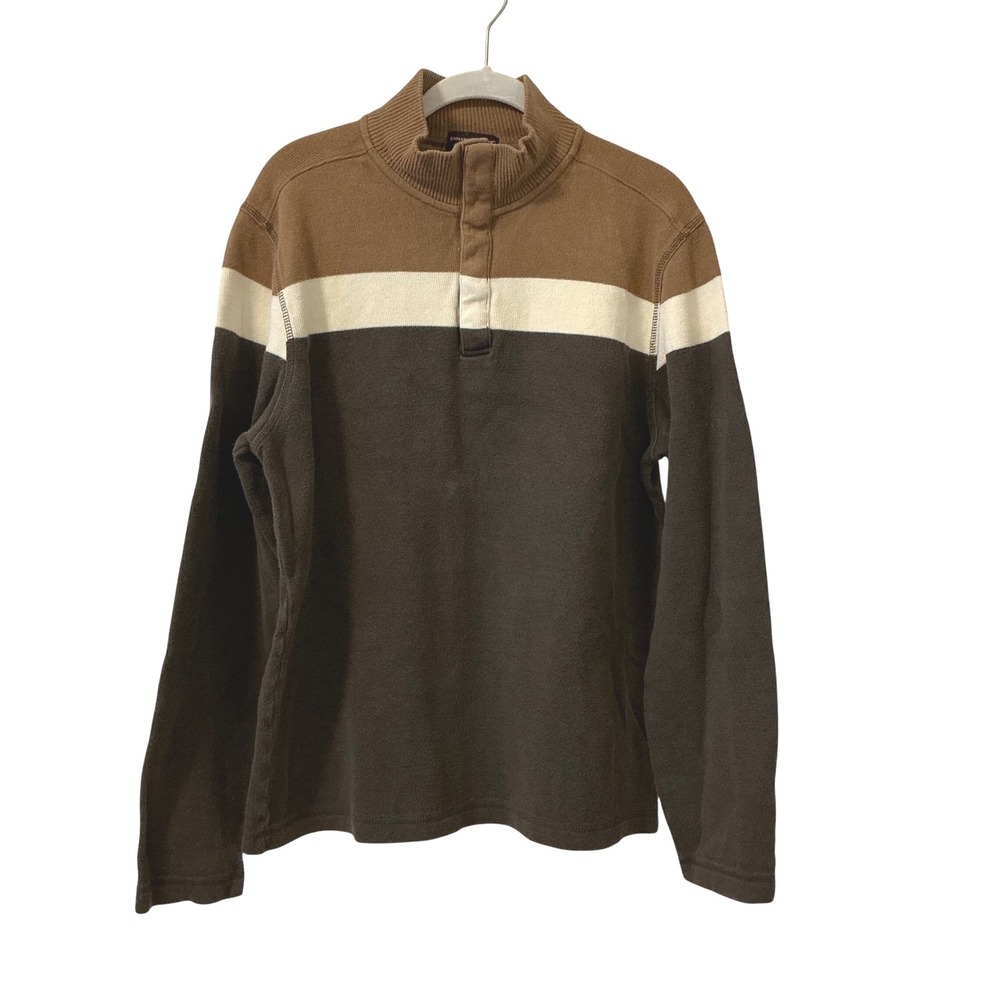 Banana Republic Men's Quarter Zip Pullover Sweater Size‎ L Brown White
